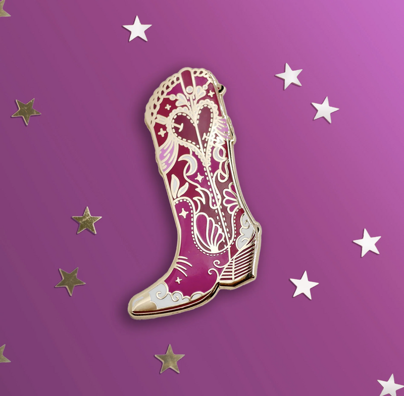 Cosmic Cowgirl Boot Pin - Pink
