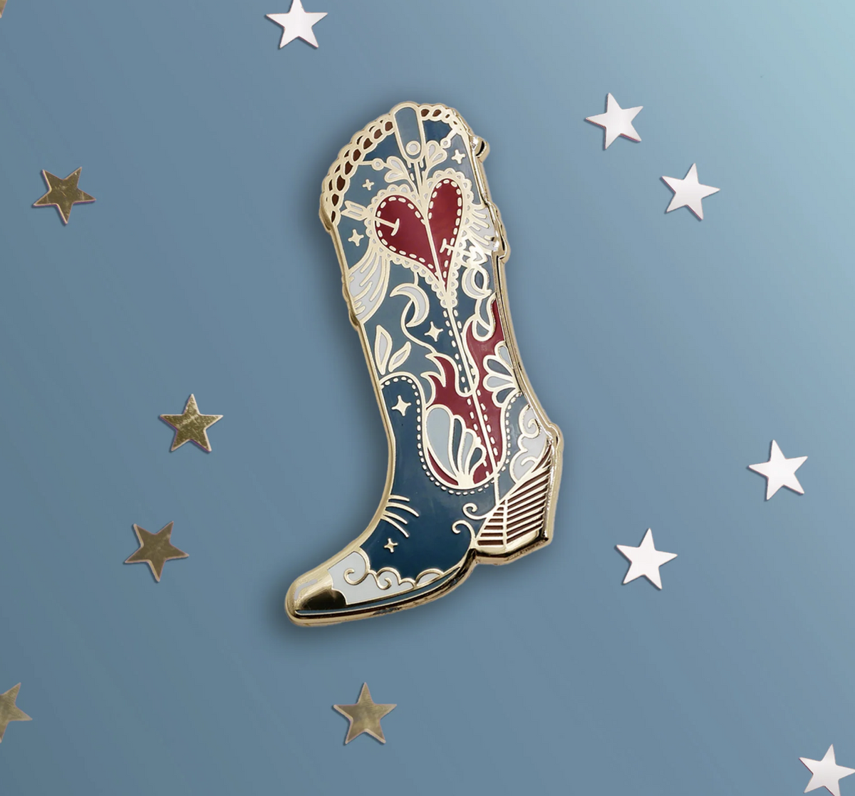 Cosmic Cowgirl Boot Pin - Denim - Hopeless Romantic
