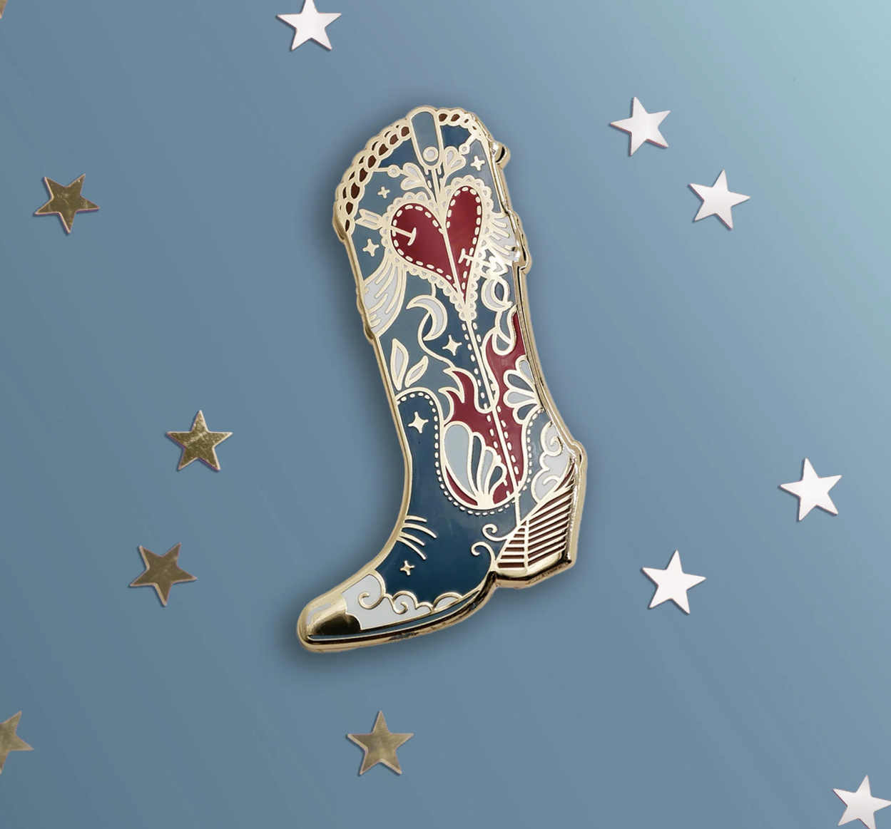 Cosmic Cowgirl Boot Pin - Denim - Hopeless Romantic