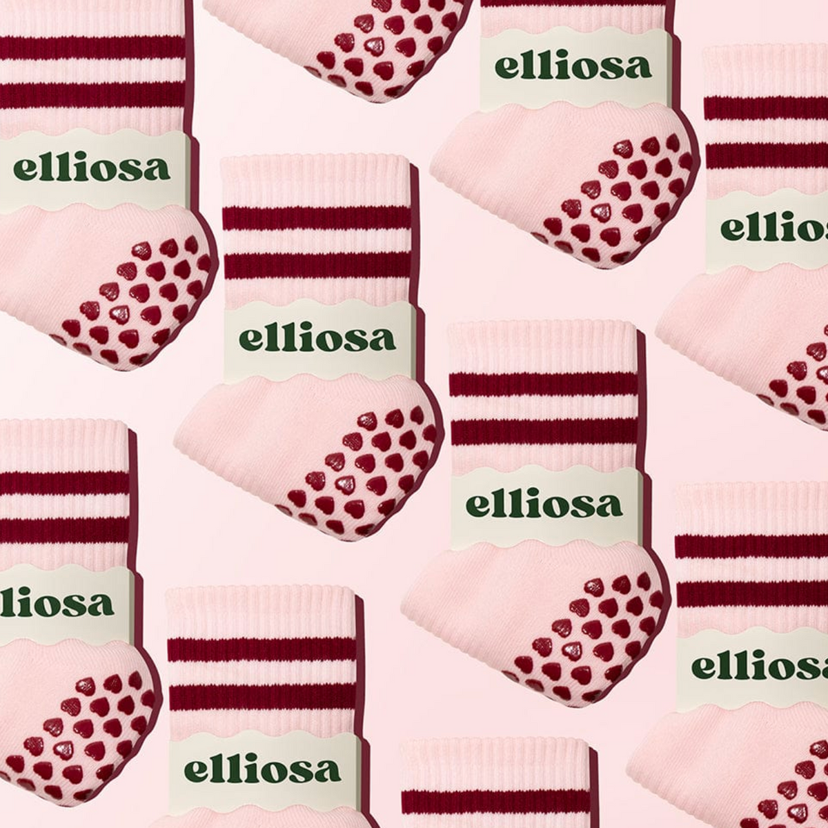 Dual-Direction Grip Stripes - Soft Pink (Pilates Socks)