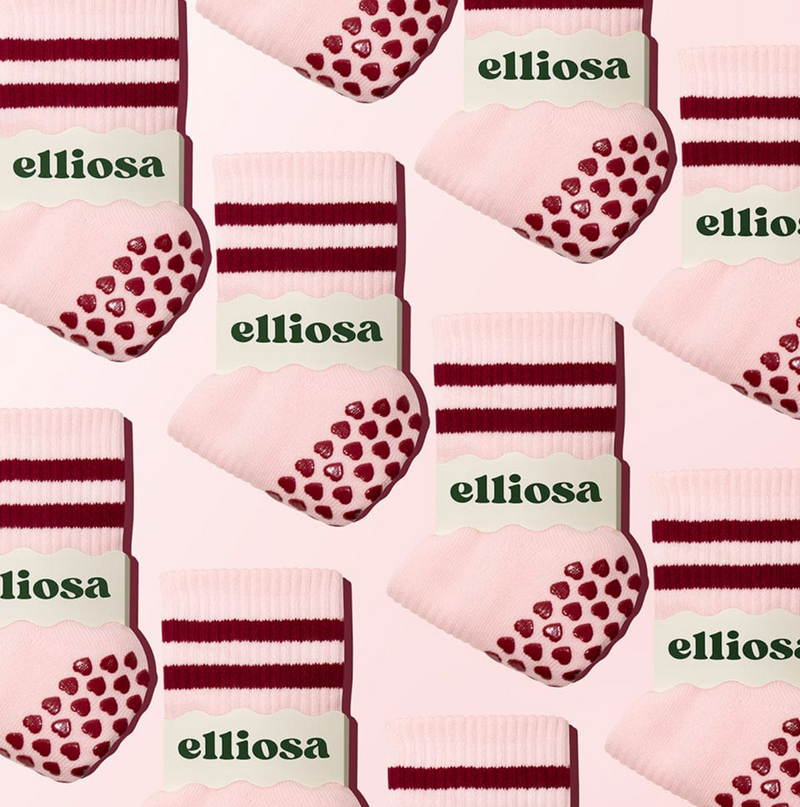 Dual-Direction Grip Stripes - Soft Pink (Pilates Socks)