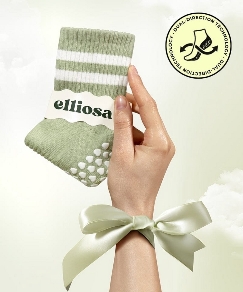 Dual-Direction Grip Stripes - Matcha (Pilates Socks)