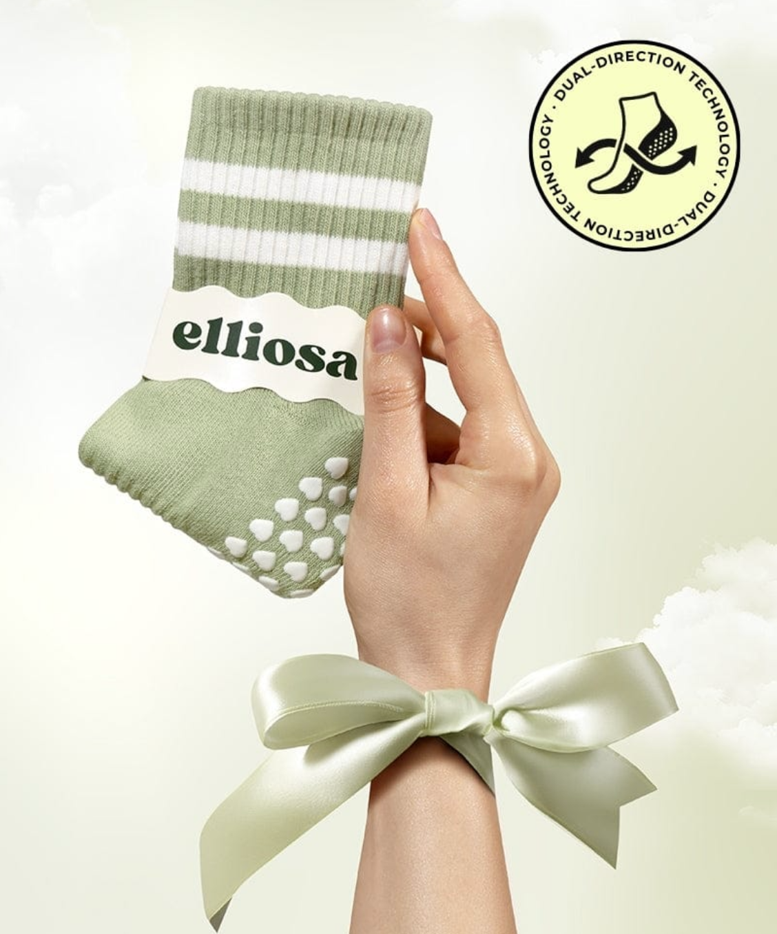 Dual-Direction Grip Stripes - Matcha (Pilates Socks)