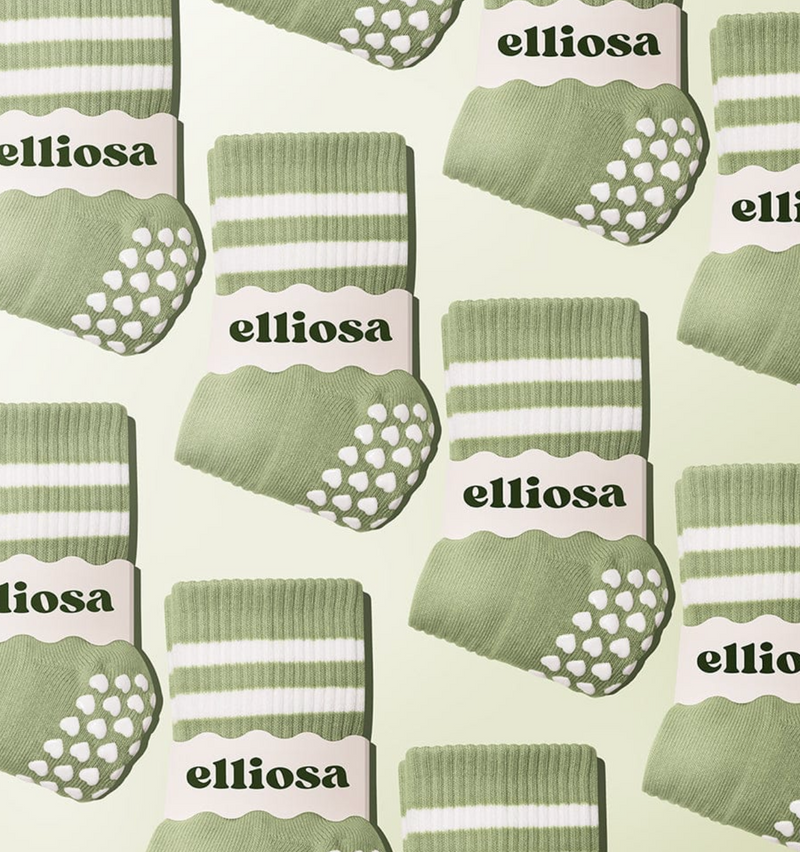 Dual-Direction Grip Stripes - Matcha (Pilates Socks)