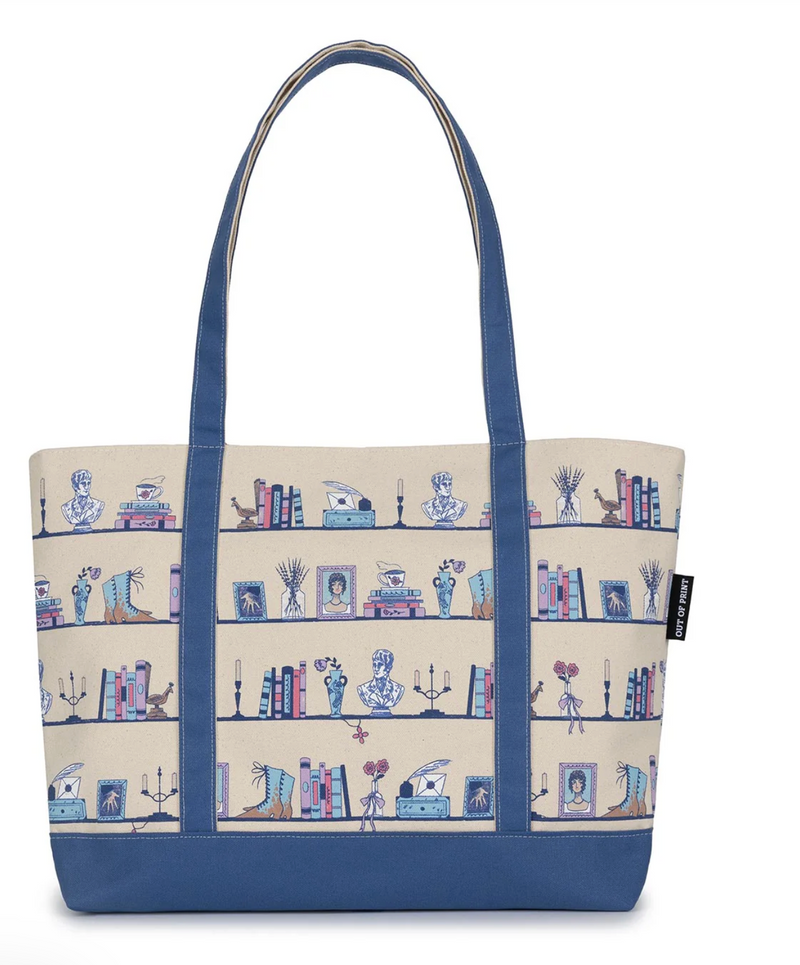 Pride and Prejudice Bookshelf Zippered Tote Bag