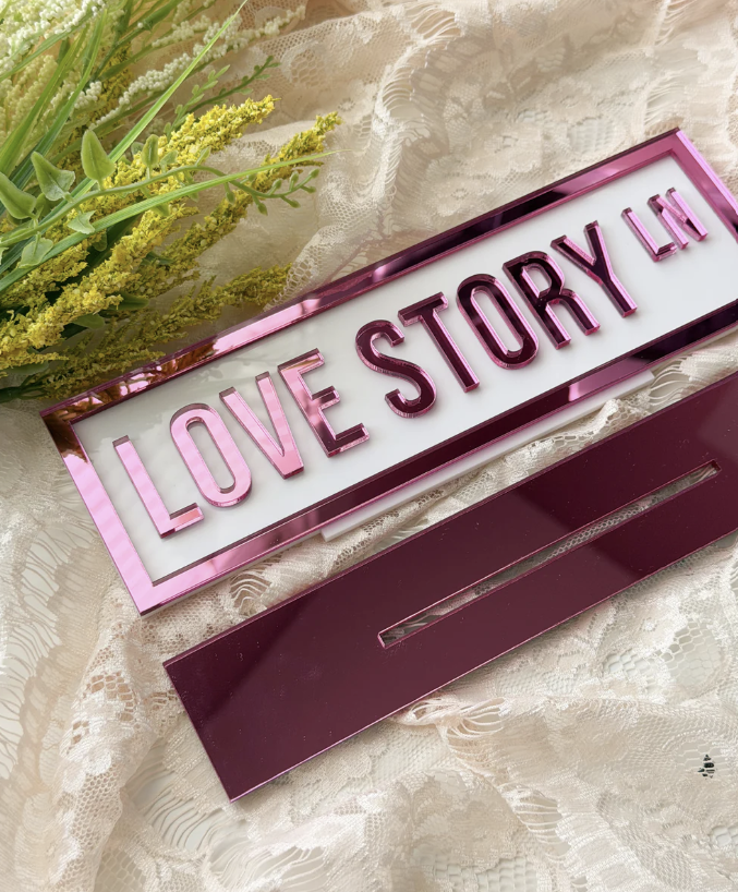 LOVE STORY LN ACRYLIC SHELF SITTER W/STAND