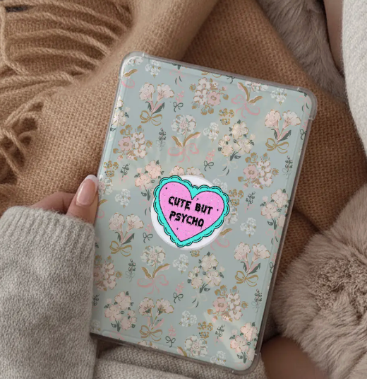 Cute But Psycho Glitter Kindle Grip, Phone Grip E-Reader | Glitter