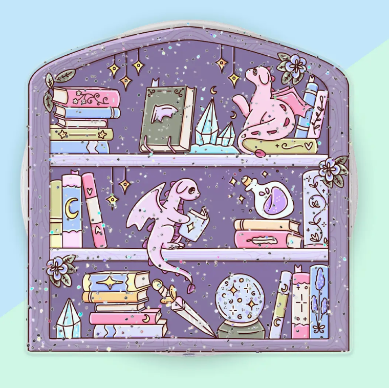 Purple Fantasy Books Glitter Kindle Grip Phone Grip E-Reader | Glitter