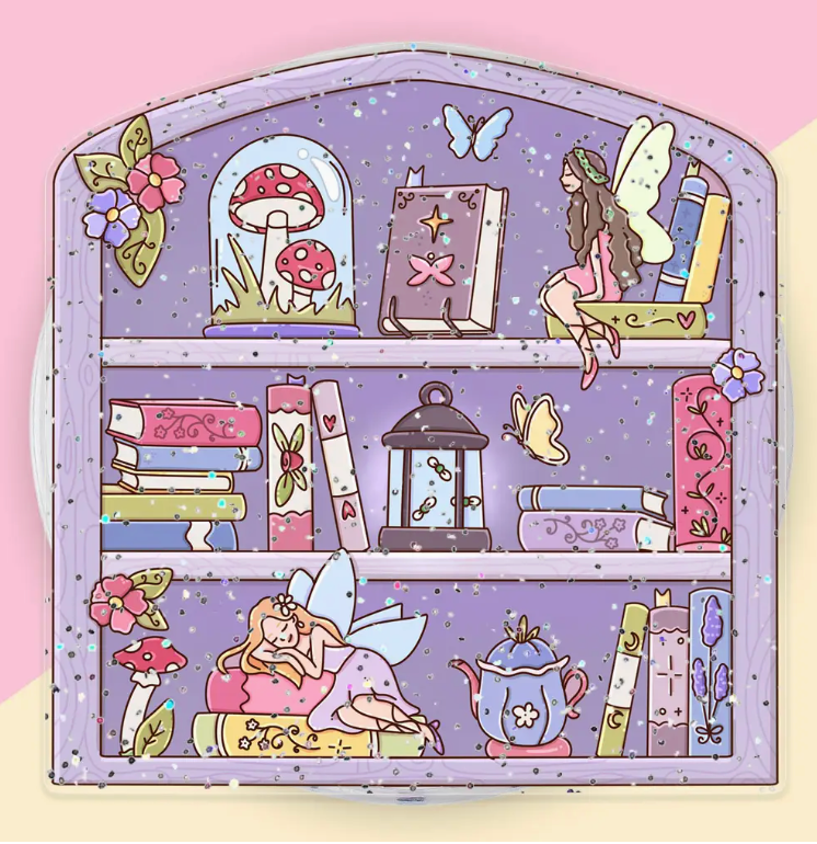 Purple Fairy Books Glitter Kindle Grip, Phone Grip E-Reader | Glitter