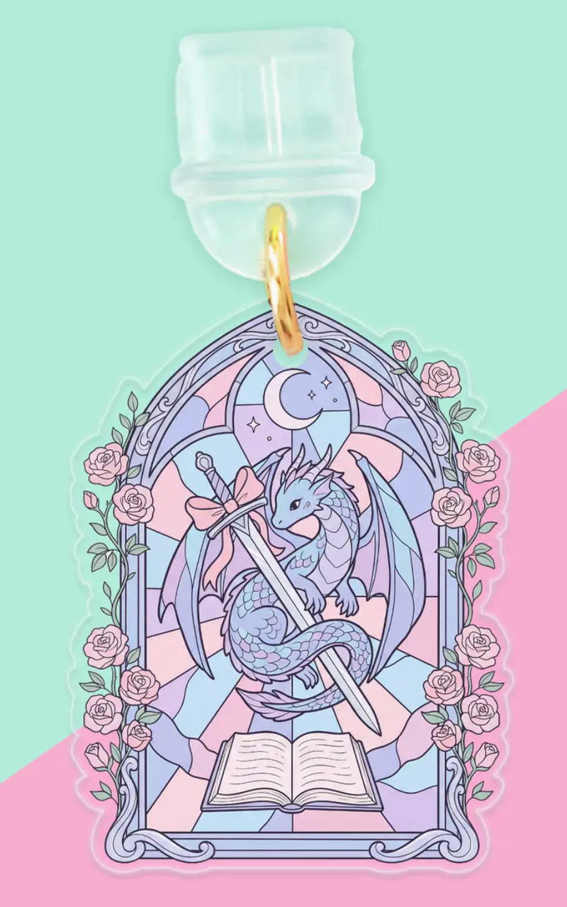 Kindle Charm Pastel Dragon, Phone Charm, Book Merch, USB C