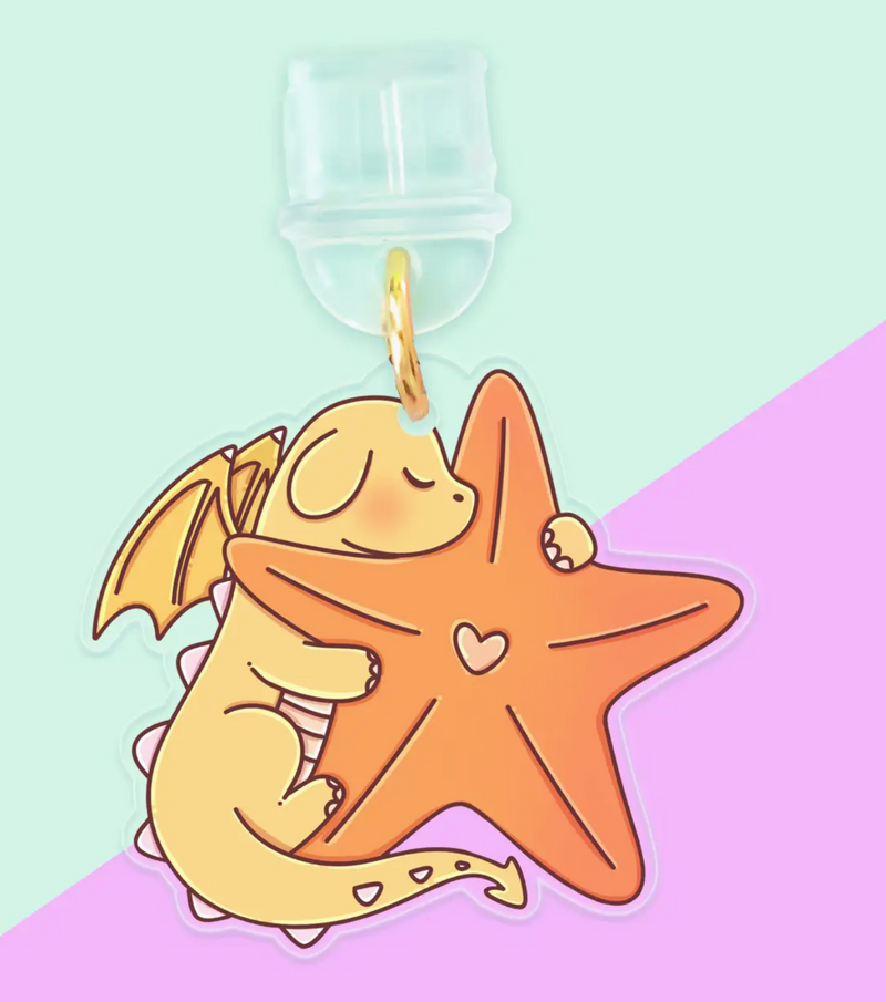 Kindle Charm Orange Dragon, Phone Charm, Book Merch, USB C