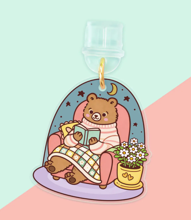 Kindle Charm Reading Bear, Phone Charm Book Merch, USB C
