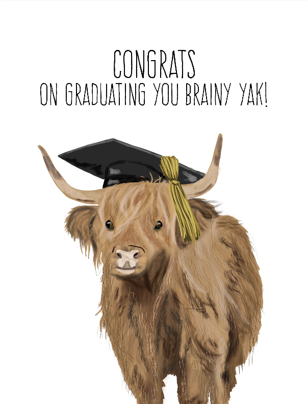 Congrats On Graduating You Brainy Yak  - Greeting Card