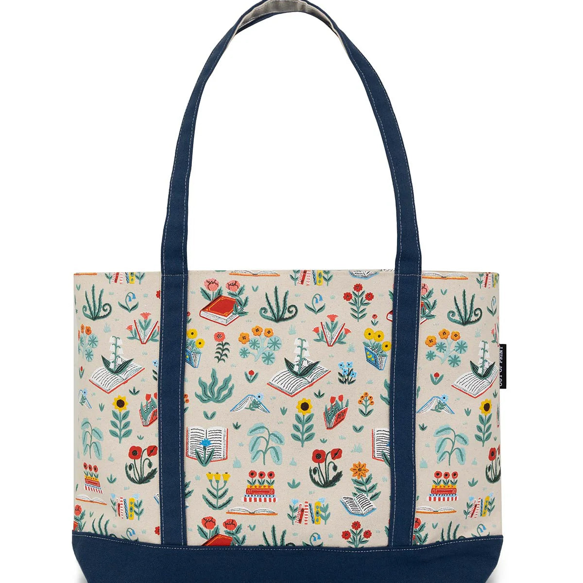 Books & Blooms large zippered tote