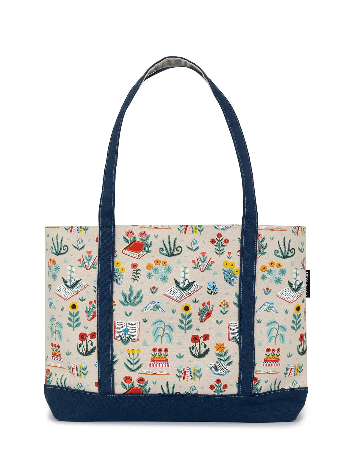 Books & Blooms large zippered tote