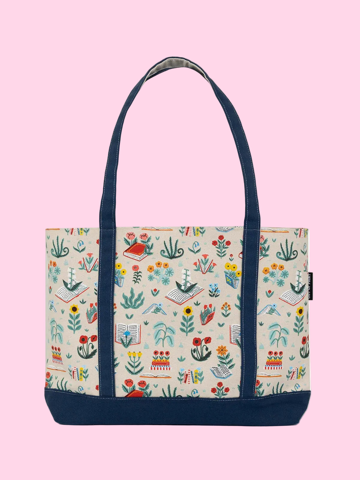 Books & Blooms large zippered tote