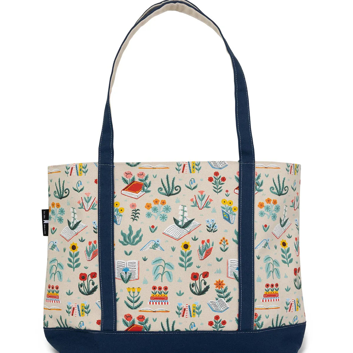 Books & Blooms large zippered tote