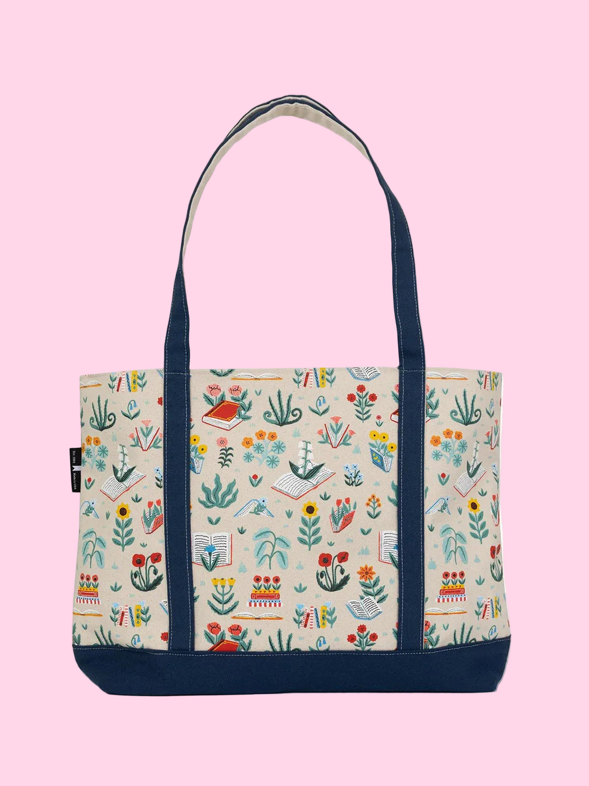 Books & Blooms large zippered tote