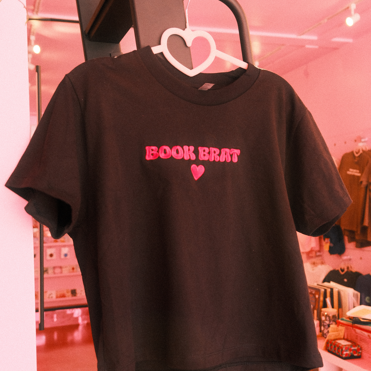 Book Brat Embroidered Boxy Tee - Black