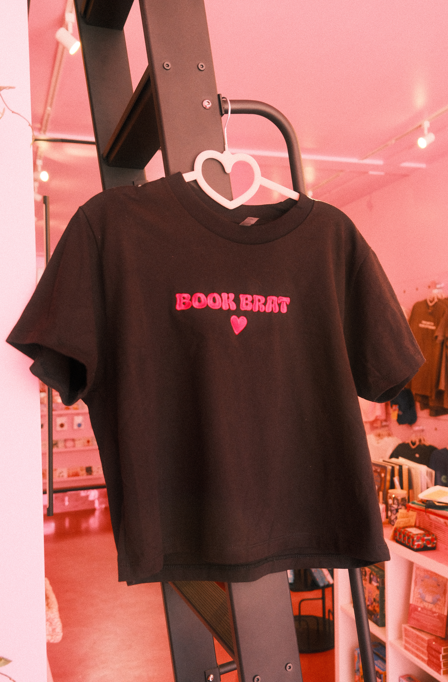 Book Brat Embroidered Boxy Tee - Black