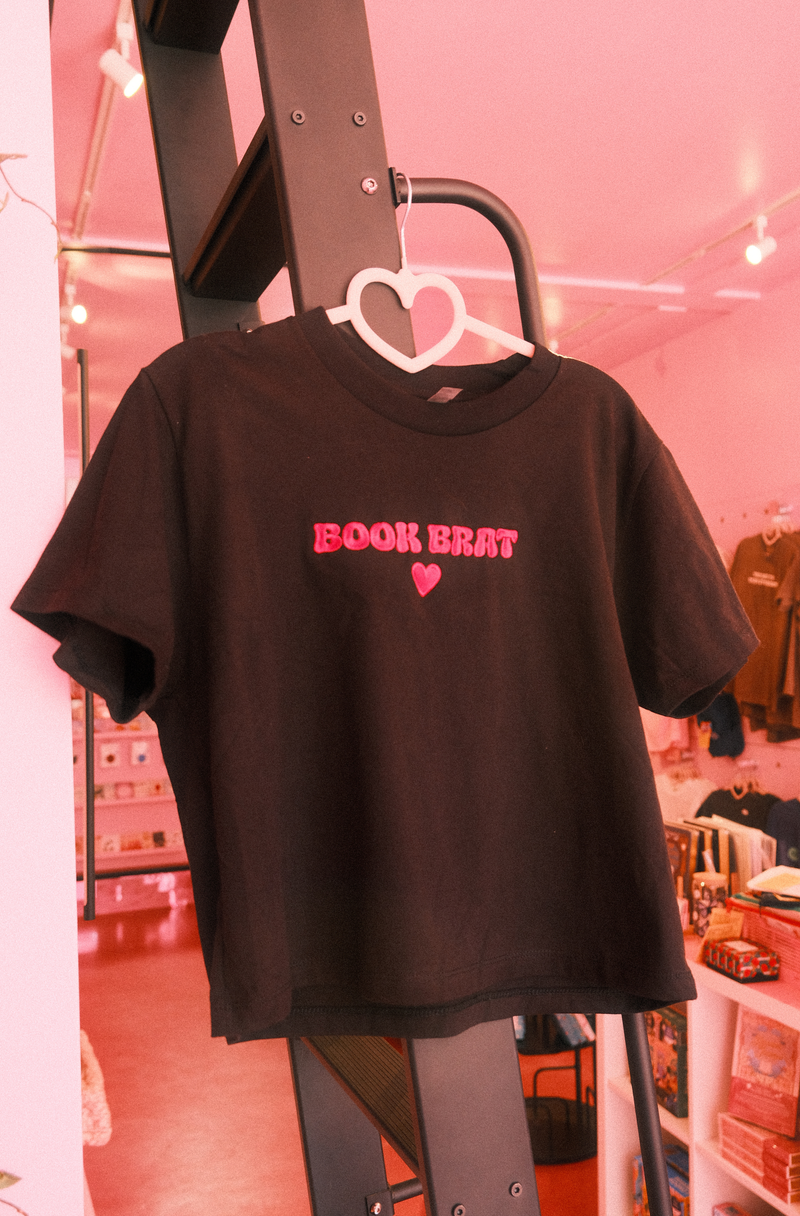 Book Brat Embroidered Boxy Tee - Black