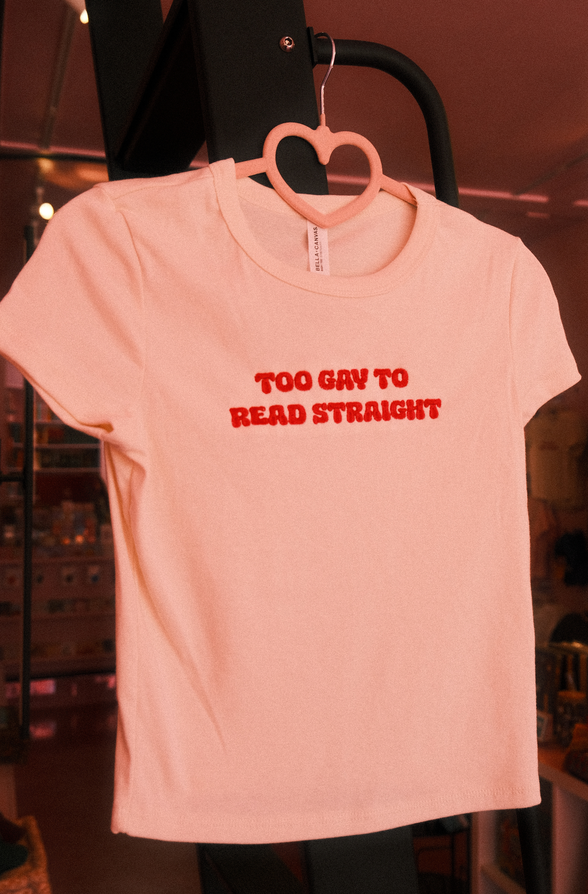 Too Gay to Read Straight Embroidered Baby Tee