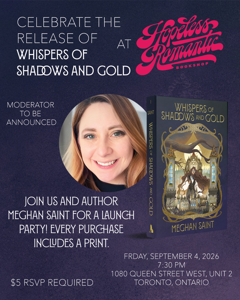 Book Launch for Whispers of Shadows and Gold by Meghan Saint (September 4 at 7:30pm)