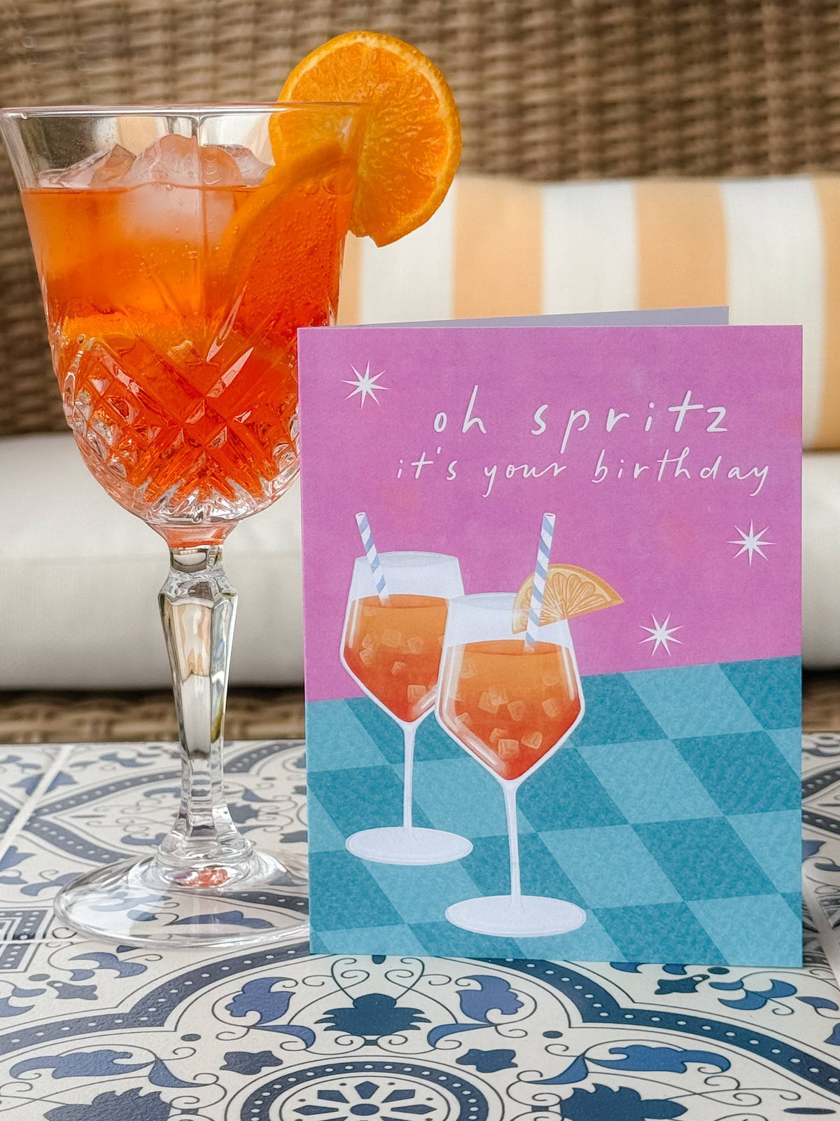 Oh Spritz It's Your Birthday - Aperol Cocktail Summer Card - Hopeless Romantic