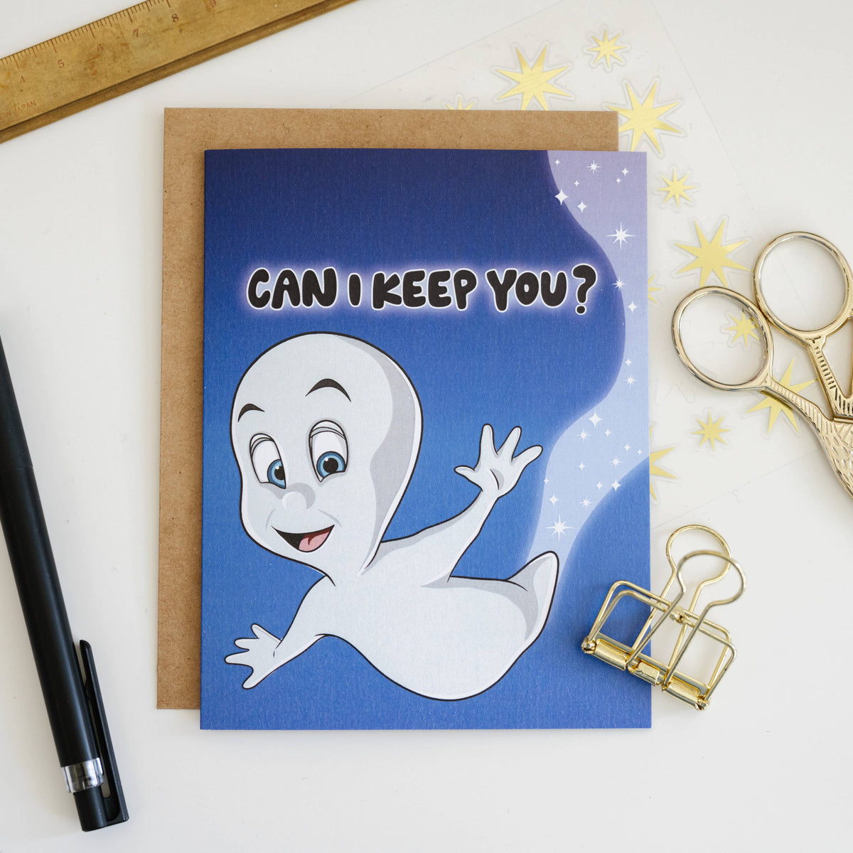 Friendly Ghost - Retro 90's Spooky Pop Culture Card - Hopeless Romantic