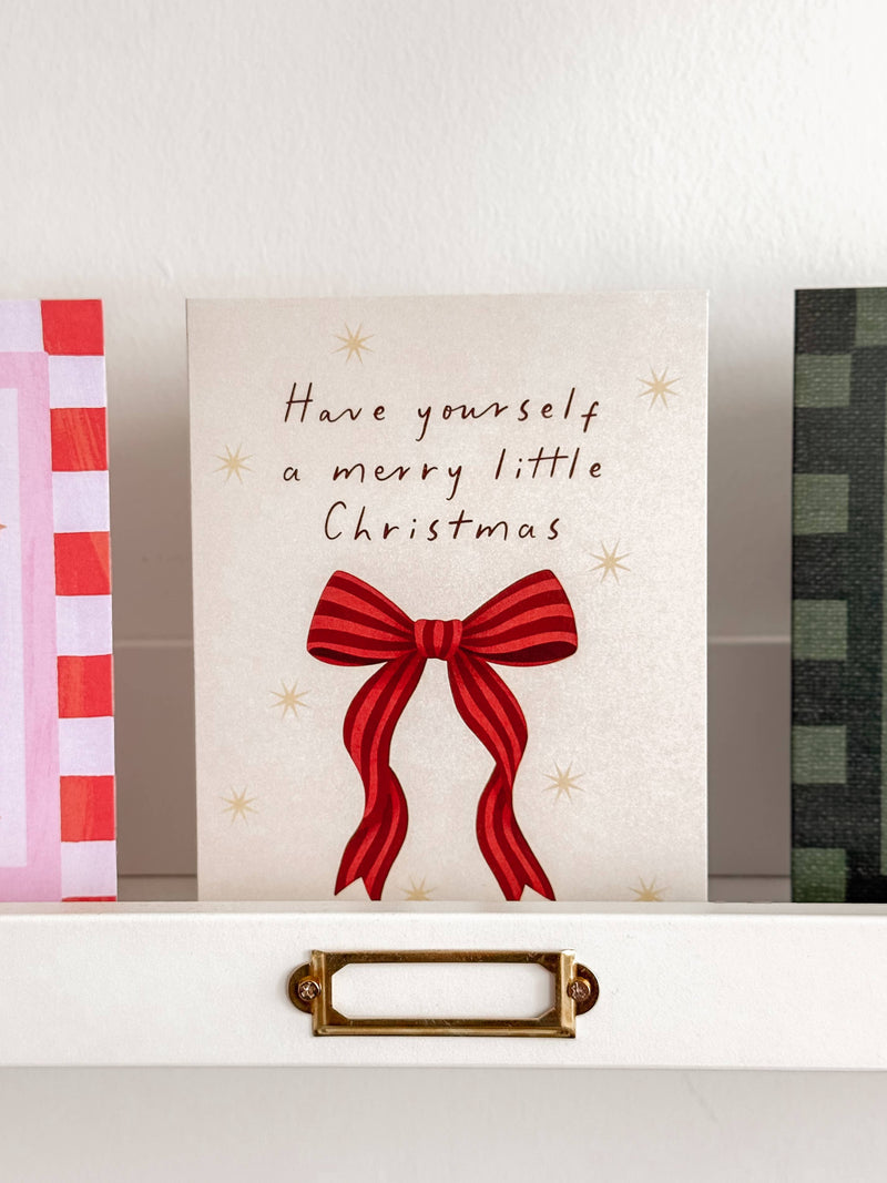 Merry Little Christmas - Classic Red Bow Christmas Card