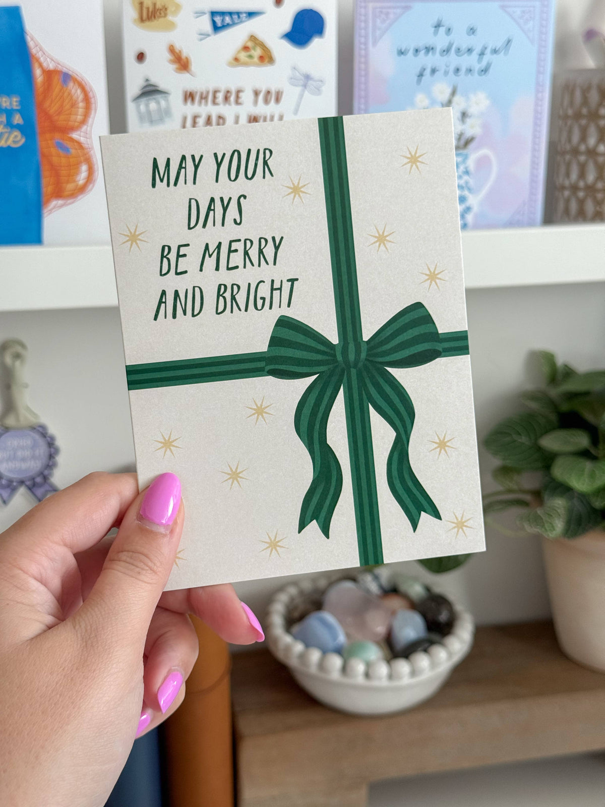 May Your Days Be Merry And Bright - Bow Christmas Card