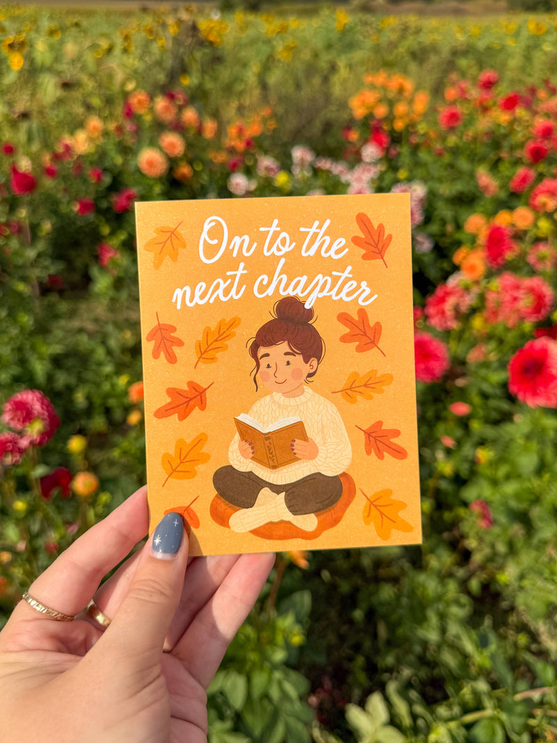 On To The Next Chapter - Bookshop Cozy Reader Card
