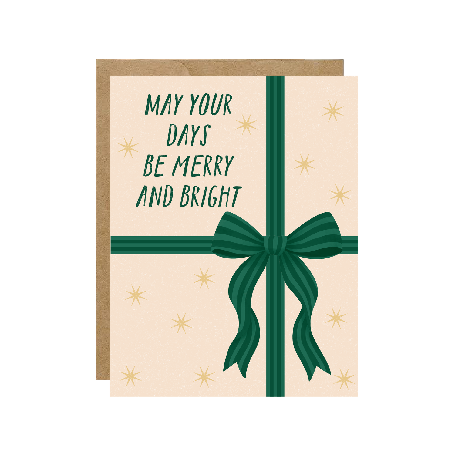 May Your Days Be Merry And Bright - Bow Christmas Card