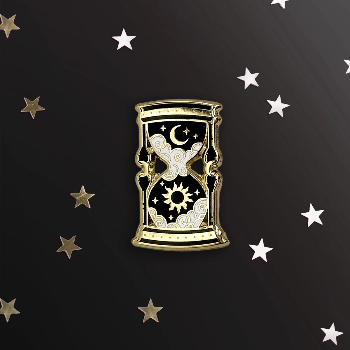 Hourglass Enamel Pin (Black)