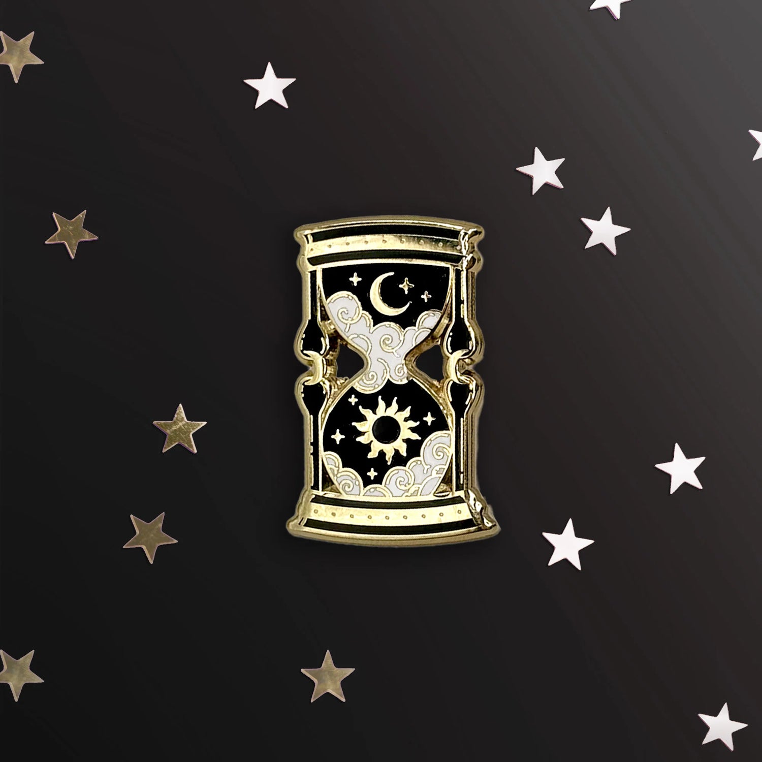 Hourglass Enamel Pin (Black)
