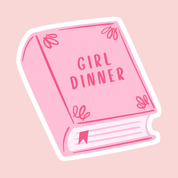 girl dinner - pink book sticker