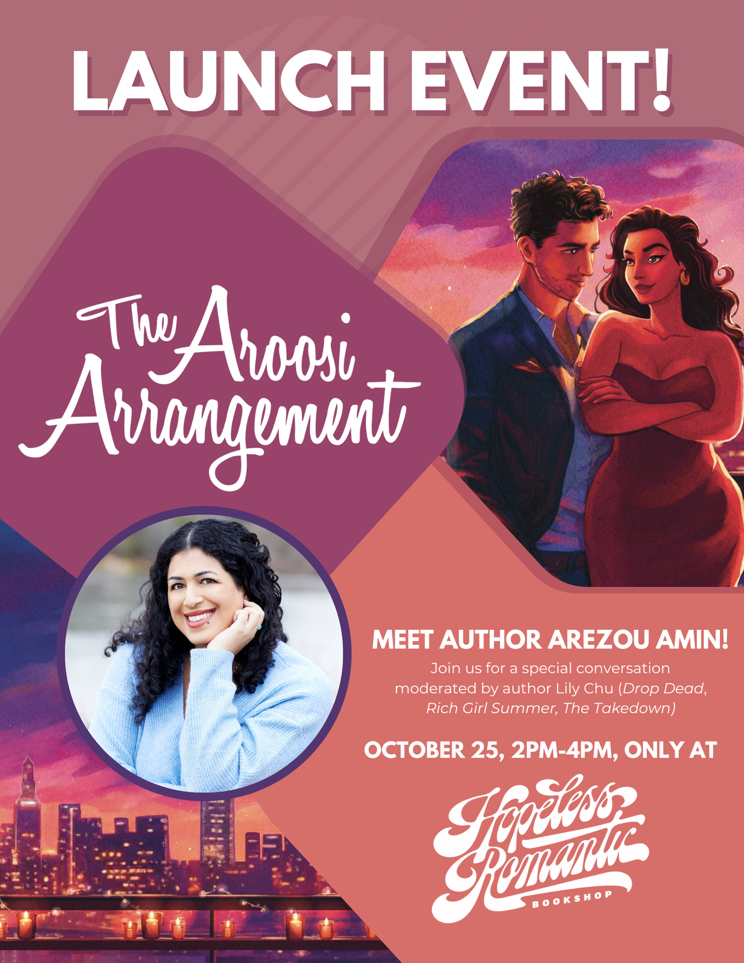 Event RSVP: Launch Party for The Aroosi Arrangement by Arezou Amin featuring Lily Chu, October 25